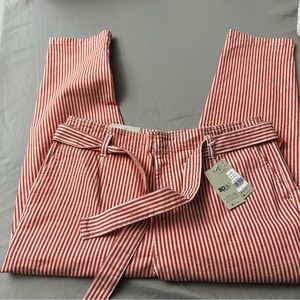 NWT Boden Tie Waist Tapered Leg Jeans Red Ticking Stripe Size 14